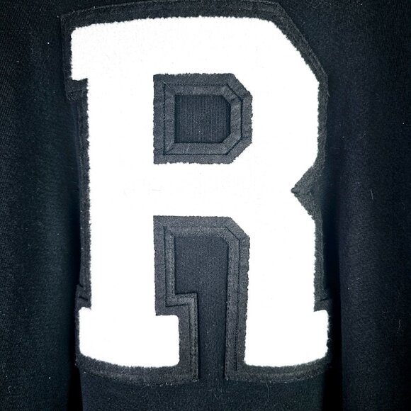 Good American Chenille Monogram R Oversized Black Good Hoodie Dress, XL/2XL - Picture 2 of 8